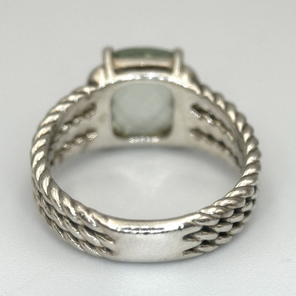 David Yurman Green Amethyst and Diamond Petite Wheaton Ring - Sterling Silver