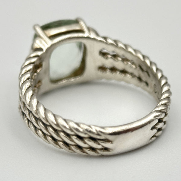 David Yurman Green Amethyst and Diamond Petite Wheaton Ring - Sterling Silver