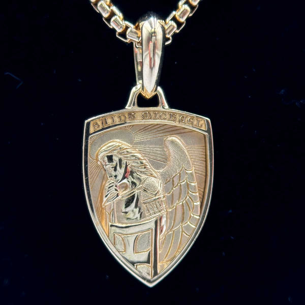 David Yurman Men's St. Michael Amulet and Chain 18k Yellow Gold