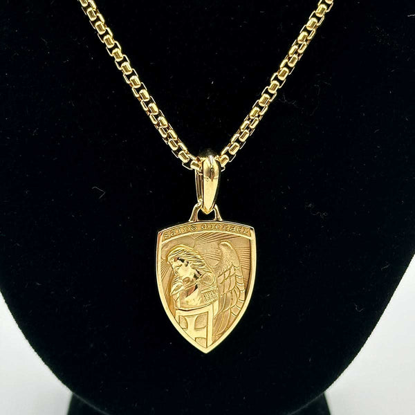 David Yurman Men's St. Michael Amulet and Chain 18k Yellow Gold