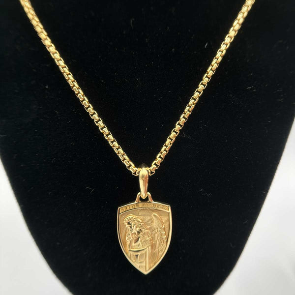 David Yurman Men's St. Michael Amulet and Chain 18k Yellow Gold