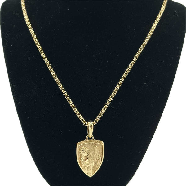 David Yurman Men's St. Michael Amulet and Chain 18k Yellow Gold