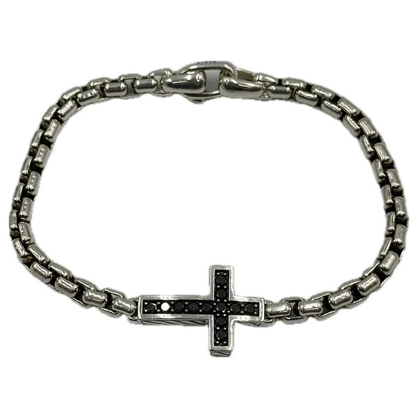 David Yurman Pavé Cross Bracelet in Sterling Silver with Diamonds, 5mm