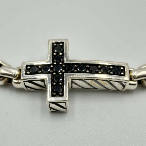 David Yurman Pavé Cross Bracelet in Sterling Silver with Diamonds, 5mm