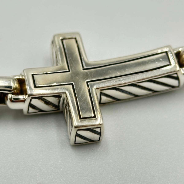 David Yurman Pavé Cross Bracelet in Sterling Silver with Diamonds, 5mm