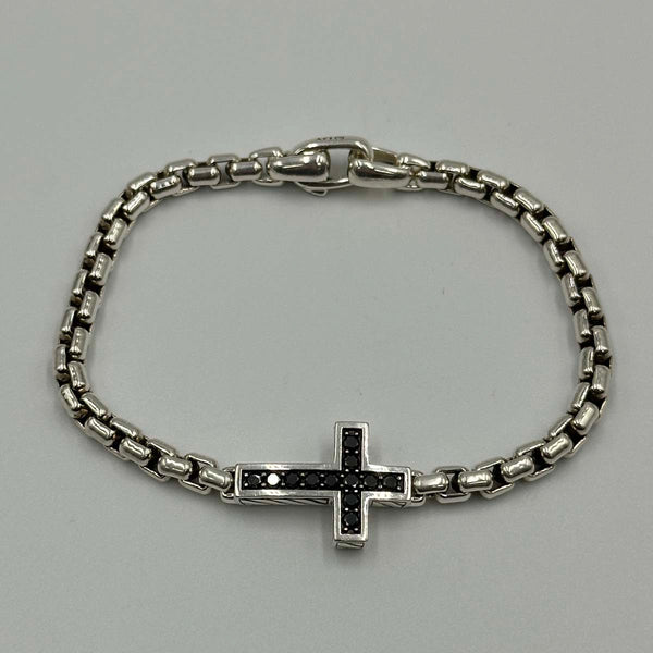 David Yurman Pavé Cross Bracelet in Sterling Silver with Diamonds, 5mm