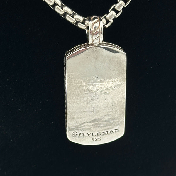 David Yurman Sterling Silver Dog Tag Pendant