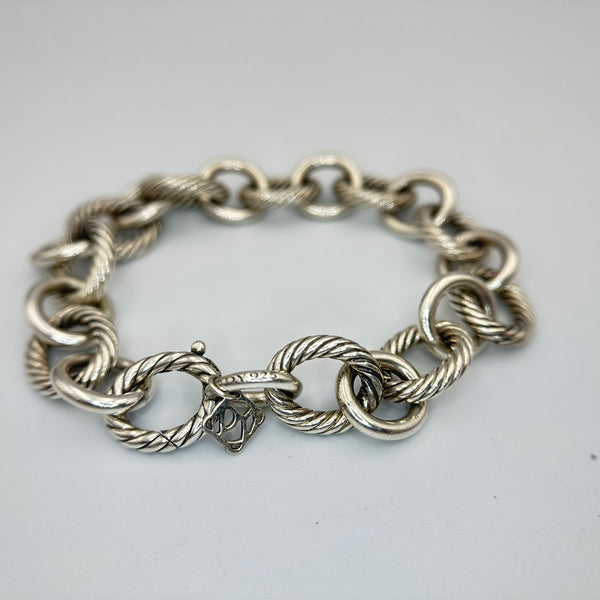 David Yurman Sterling Silver Oval Link Chain Bracelet - 12mm