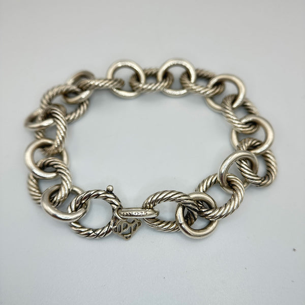 David Yurman Sterling Silver Oval Link Chain Bracelet - 12mm