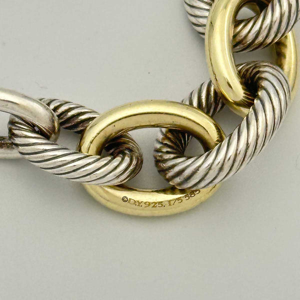 David Yurman XL Graduated Cable Link Necklace, Two-toned