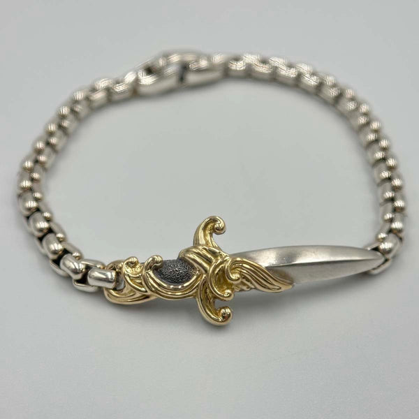David Yurman Waves Dagger Bracelet Sterling Silver with 18K Yellow Gold, 5mm