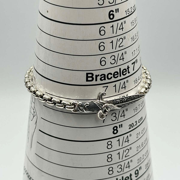 David Yurman Waves Dagger Bracelet Sterling Silver with Black Diamonds, 5mm