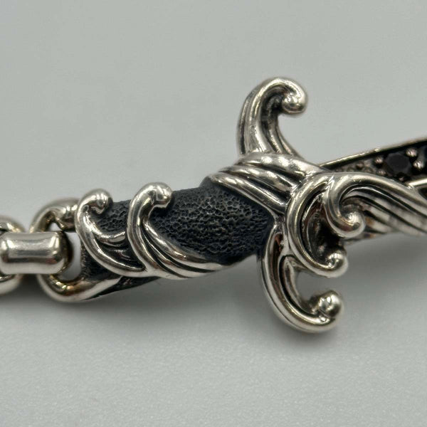 David Yurman Waves Dagger Bracelet Sterling Silver with Black Diamonds, 5mm