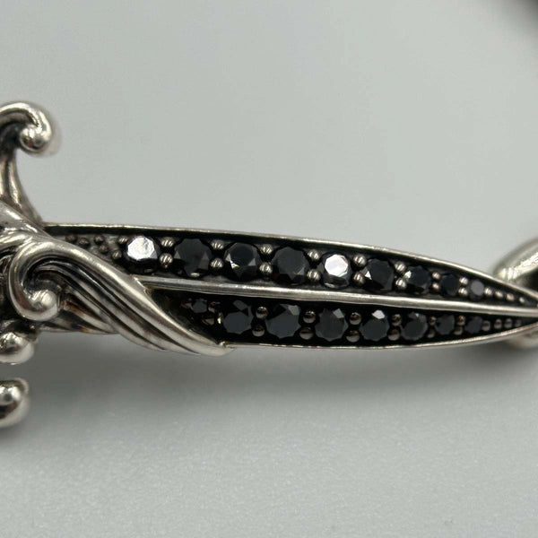 David Yurman Waves Dagger Bracelet Sterling Silver with Black Diamonds, 5mm