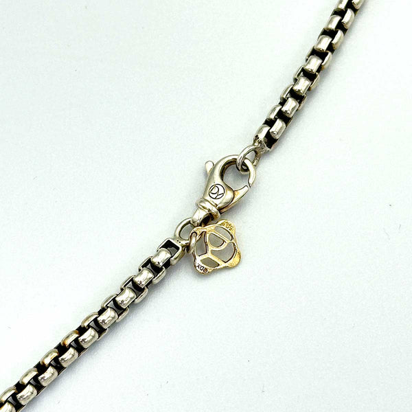 David Yurman Waves Tag Sterling Silver with 18K Yellow Gold and Black Diamonds, 35mm