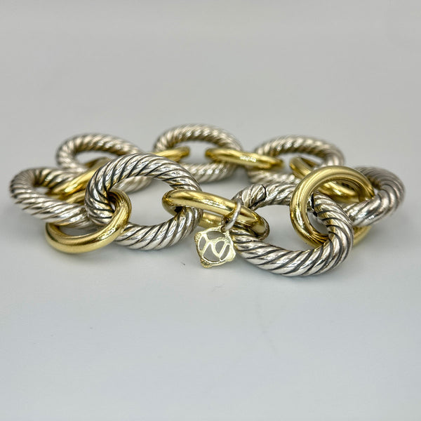 David Yurman XL Oval Link Chain Bracelet 18k and Sterling Silver