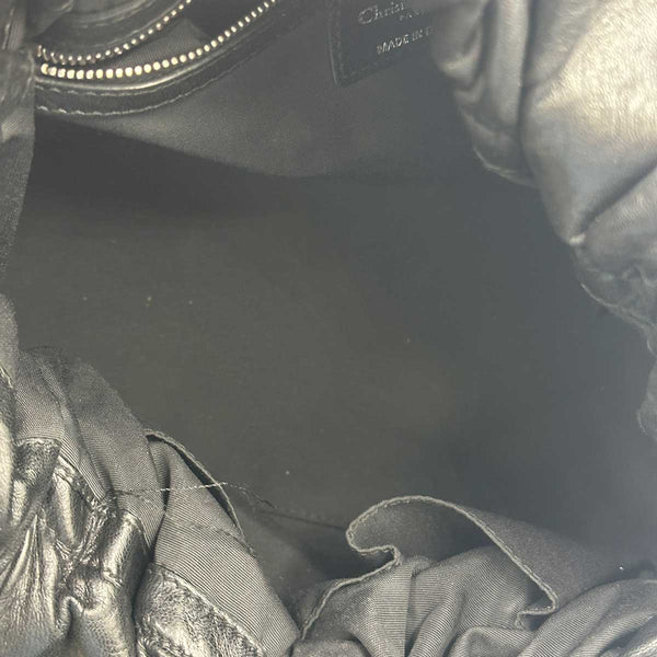 Dior Cannage Shoulder Bag - Drawstring Tote - Black Leather