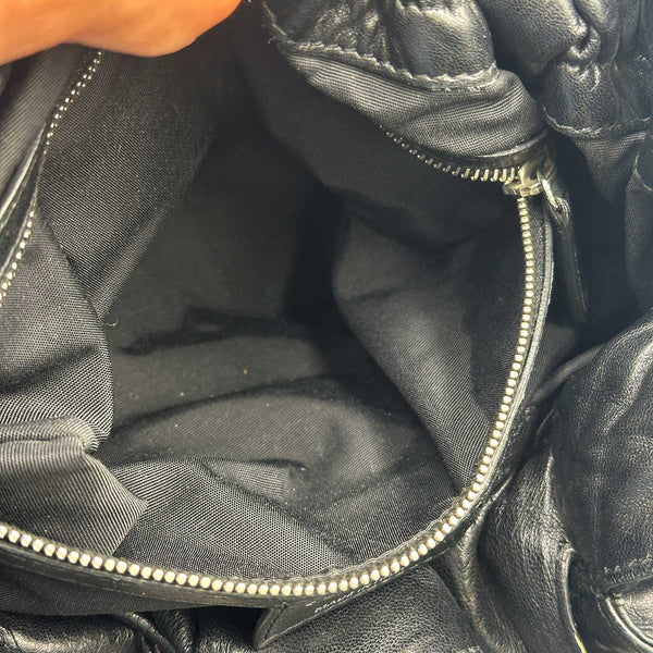 Dior Cannage Shoulder Bag - Drawstring Tote - Black Leather