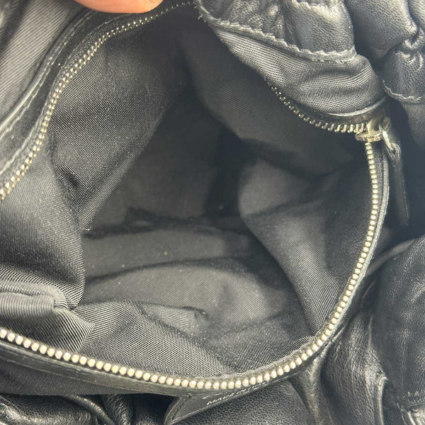 Dior Cannage Shoulder Bag - Drawstring Tote - Black Leather