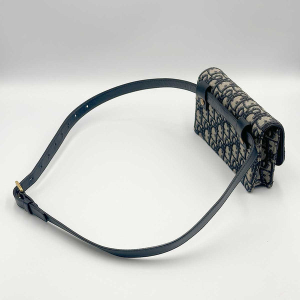Dior Oblique Saddle Belt Pouch - Blue Canvas