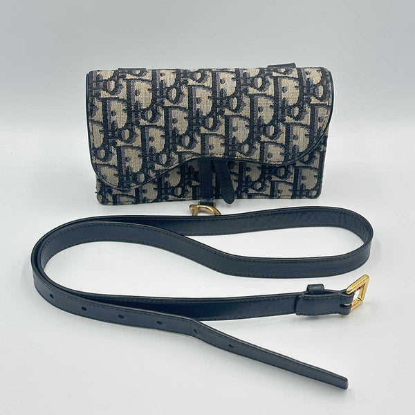 Dior Oblique Saddle Belt Pouch - Blue Canvas