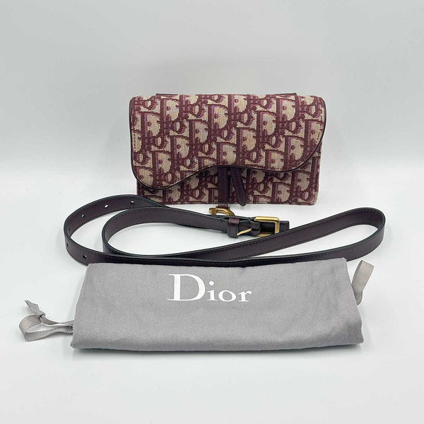 Dior Oblique Saddle Belt Pouch - Burgundy Canvas