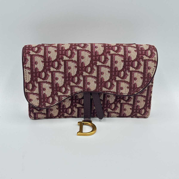 Dior Oblique Saddle Belt Pouch - Burgundy Canvas