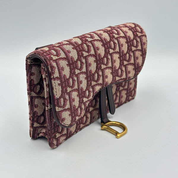 Dior Oblique Saddle Belt Pouch - Burgundy Canvas
