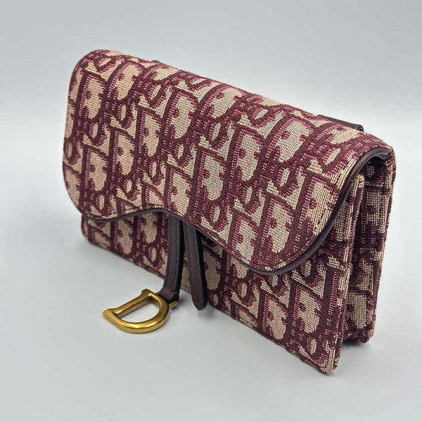 Dior Oblique Saddle Belt Pouch - Burgundy Canvas