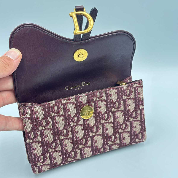 Dior Oblique Saddle Belt Pouch - Burgundy Canvas