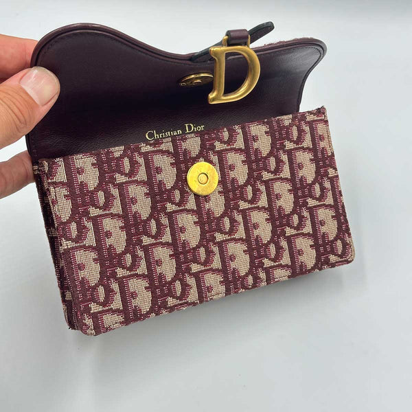 Dior Oblique Saddle Belt Pouch - Burgundy Canvas