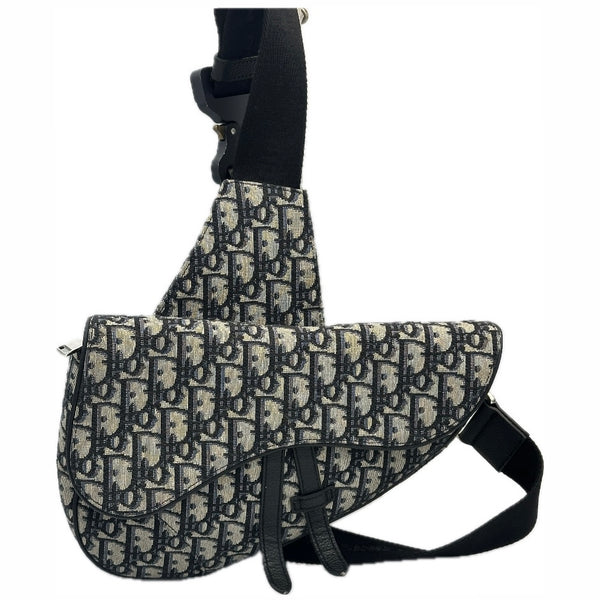 Dior Saddle Bag Beige And Black Dior Oblique Jacquard