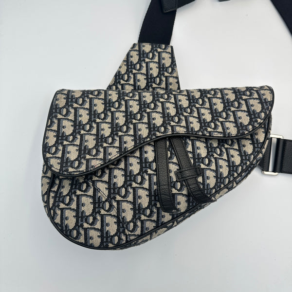 Dior Saddle Bag Beige And Black Dior Oblique Jacquard