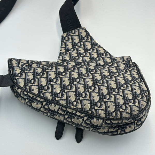 Dior Saddle Bag Beige And Black Dior Oblique Jacquard