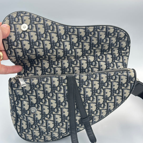 Dior Saddle Bag Beige And Black Dior Oblique Jacquard
