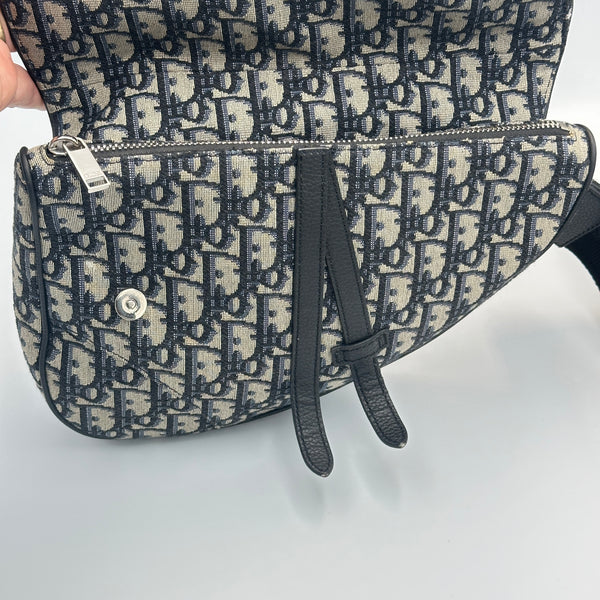 Dior Saddle Bag Beige And Black Dior Oblique Jacquard