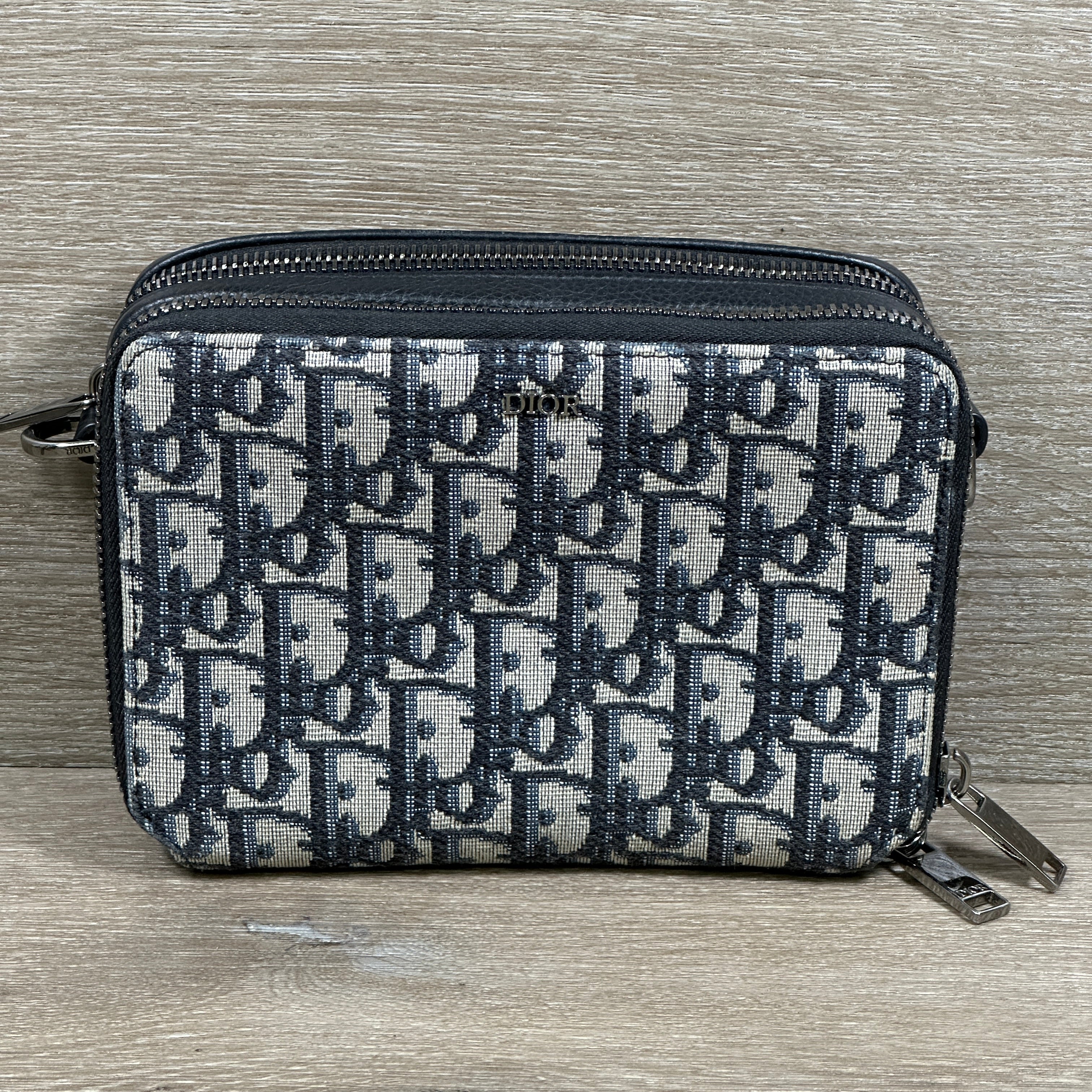 Dior Zipped Pouch with Strap Beige and Black Chicago Pawners