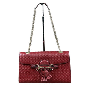 Gucci Emily Chain Flap Shoulder Bag - Red Micro Guccissima Leather (Medium) - Chicago Pawners & Jewelers