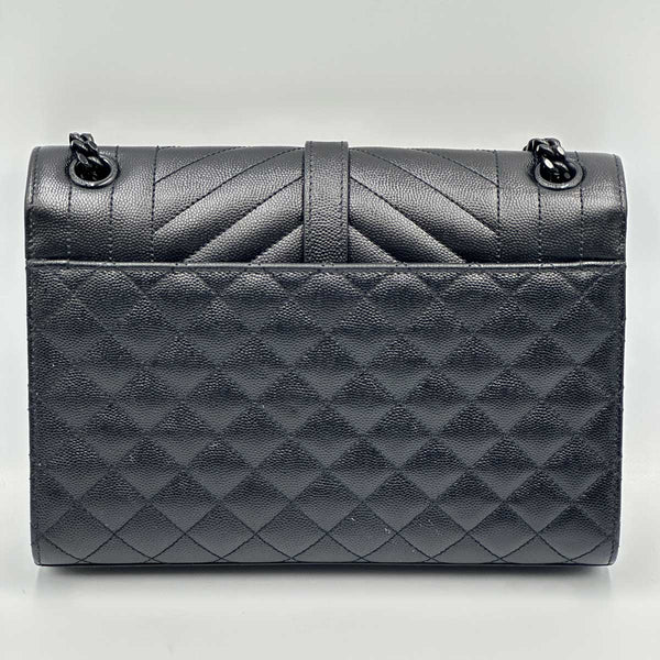 Envelope Triquilt Medium YSL Shoulder Bag in Grained Leather - Black
