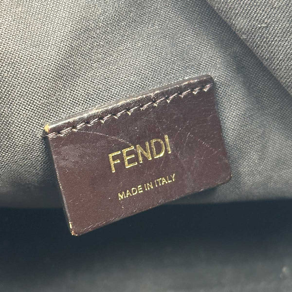 Fendi Forever Bauletto Boston Bag Tobacco Zucca Print With Magenta Leather Trim