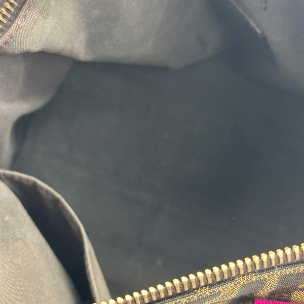 Fendi Forever Bauletto Boston Bag Tobacco Zucca Print With Magenta Leather Trim