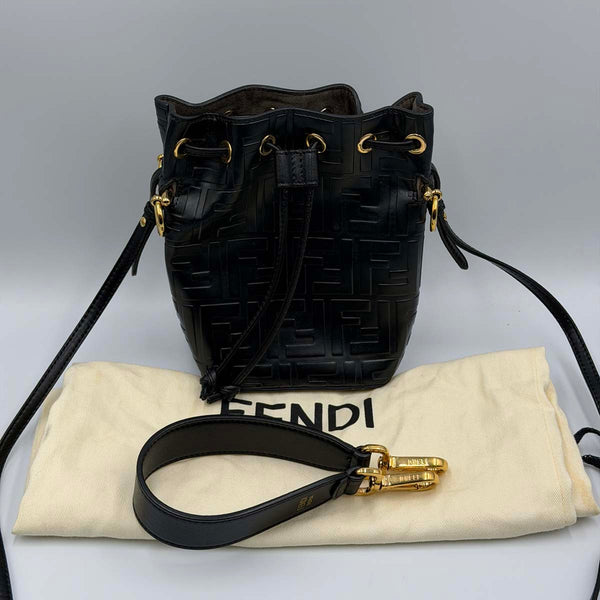 Fendi Mini FF Embossed Mon Tresor Bucket Bag - Black