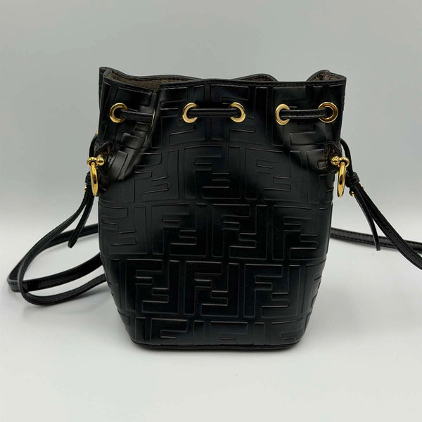 Fendi Mini FF Embossed Mon Tresor Bucket Bag - Black