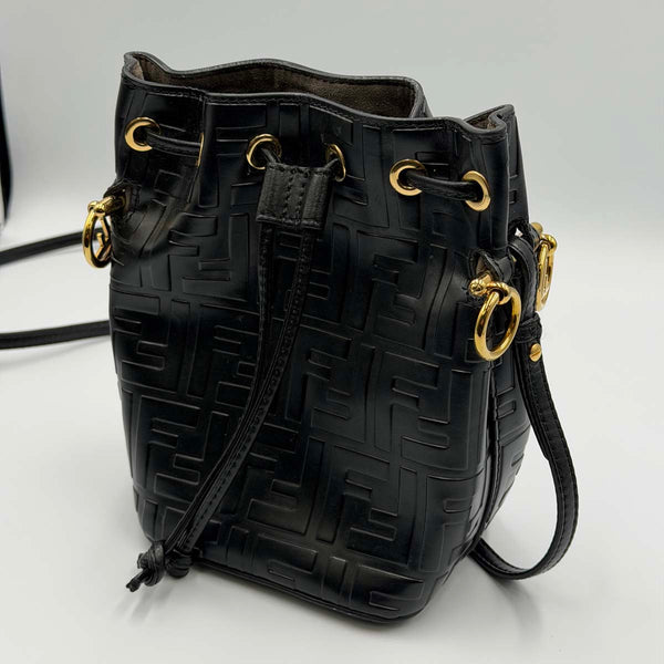 Fendi Mini FF Embossed Mon Tresor Bucket Bag - Black