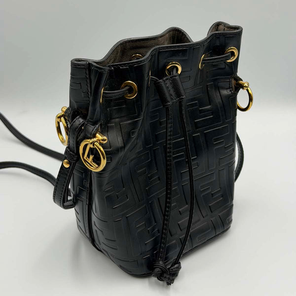 Fendi Mini FF Embossed Mon Tresor Bucket Bag - Black