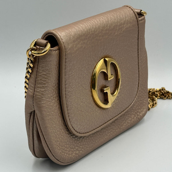 Gucci 1973 Chain Shoulder Bag - Metallic Gold / Pink