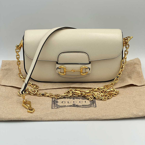 Gucci Azalea Calfskin Small Horsebit 1955 Chain Shoulder Bag Mystic White
