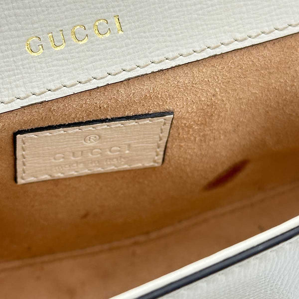 Gucci Azalea Calfskin Small Horsebit 1955 Chain Shoulder Bag Mystic White