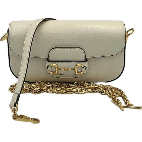 Gucci Azalea Calfskin Small Horsebit 1955 Chain Shoulder Bag Mystic White