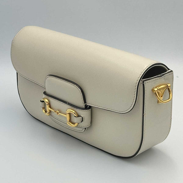 Gucci Azalea Calfskin Small Horsebit 1955 Chain Shoulder Bag Mystic White